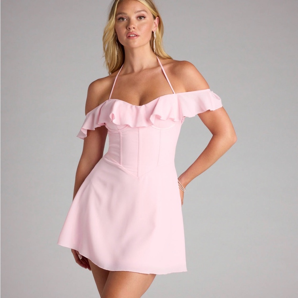 Pink Off-Shoulder Dress